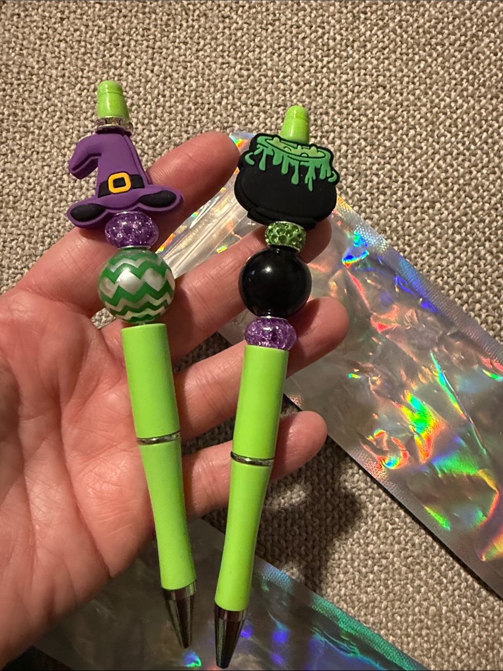 Halloween Witch Hat OR Cauldron Green Ballpoint Pen pick one